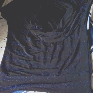 Blue glitter drape front blouse
